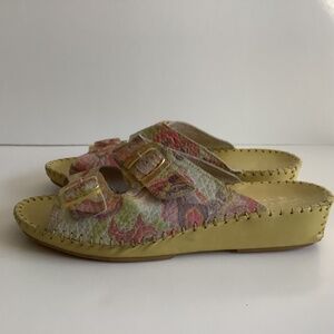 La Plume Leather Floral Wedge Jen Sandals Size EU 39 US 8.5